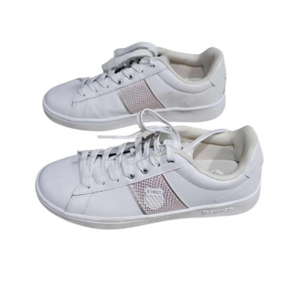 K-Swiss Tennis Shoes/Sneakers Women's Size 9 Leather White/Pink Accent EUC - Picture 3 of 13